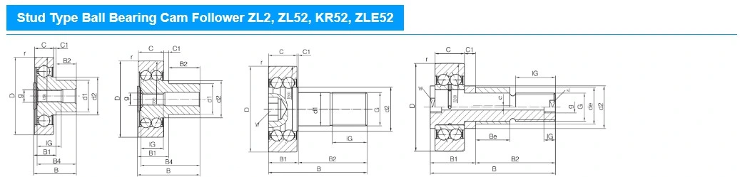 Stud Type Ball Bearing Track Roller with Crowned Profile Outer Ring