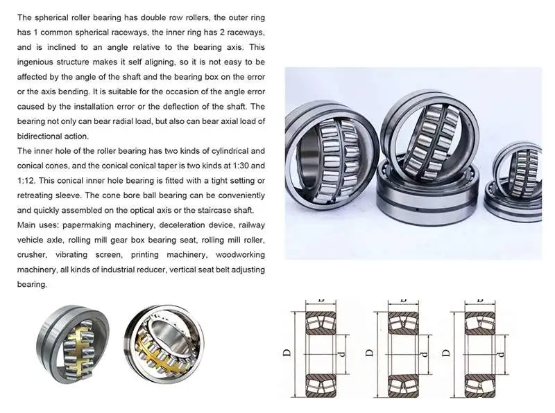 Spherical Roller Bearing Low Friction Vibration Screen Bearing Self-Aligning 22244 22248 22256 22260